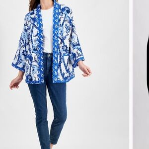 Style & Co. Reversible Blue and White Kimono NEW NWT 4X new with tags